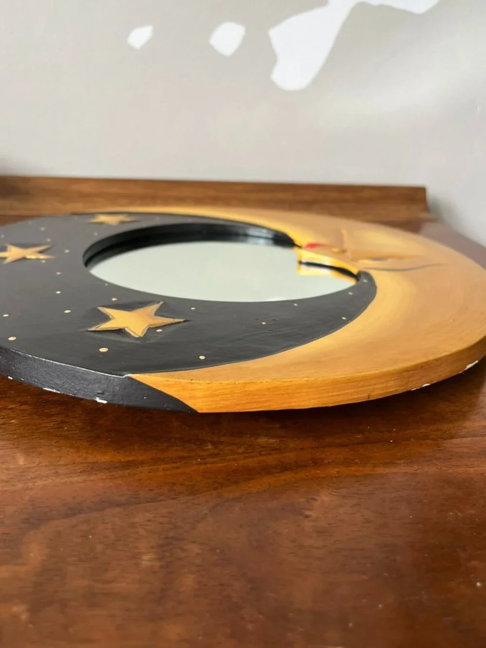 90s Y2K Crescent Moon & Stars Wall Mirror Celestial Whimsigoth EDGE PAINT WEAR